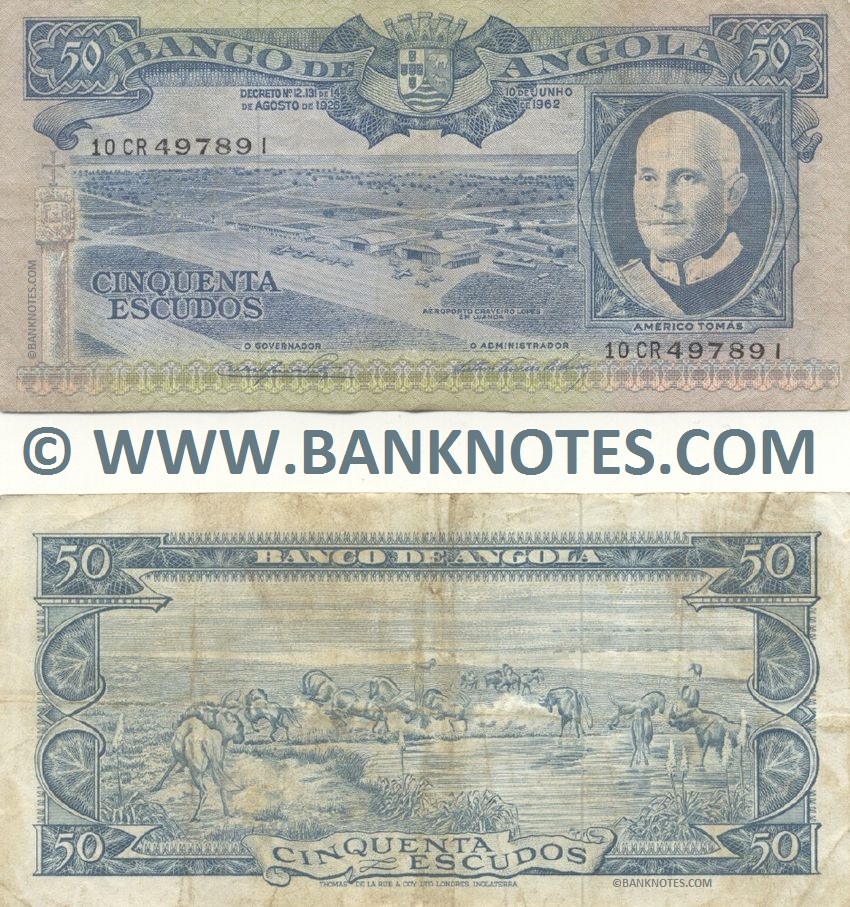 Angola 50 Escudos 10.6.1962 (ser#varies) (well circulated) VG+