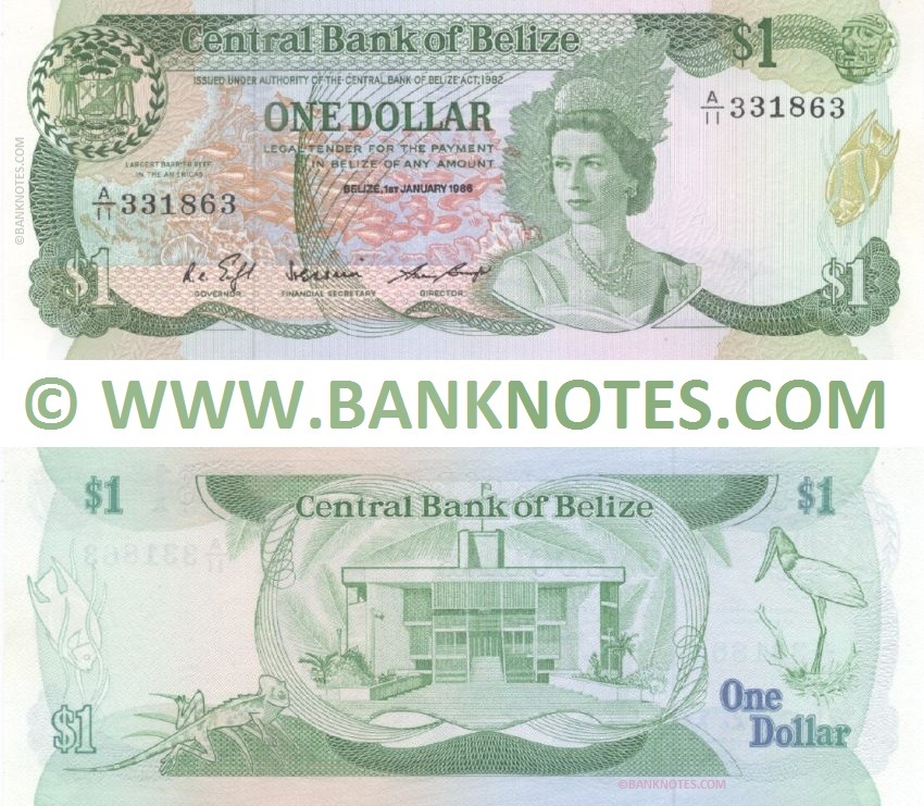 Belize 1 Dollar 1.1.1986 (A/11 331863) UNC