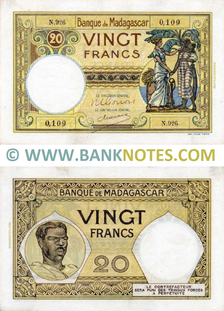 Madagascar 20 Francs (1953) (N.926/0,109) AU-UNC