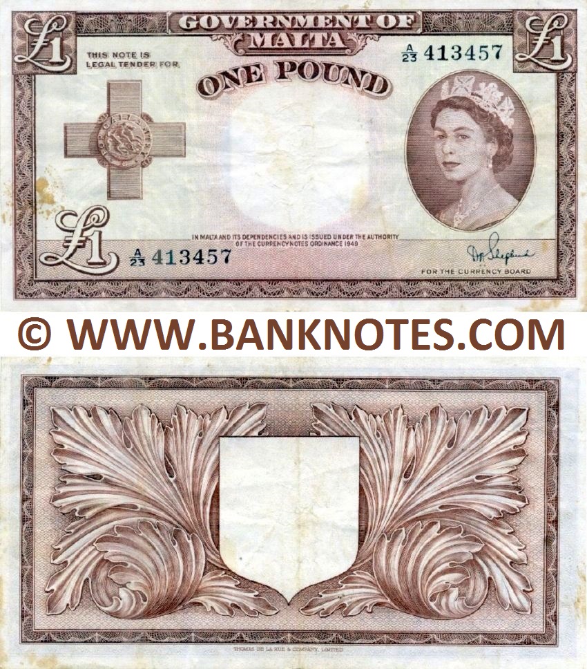 Malta 1 Pound L.1949 (1954) (A/23 413457) (circulated) VF