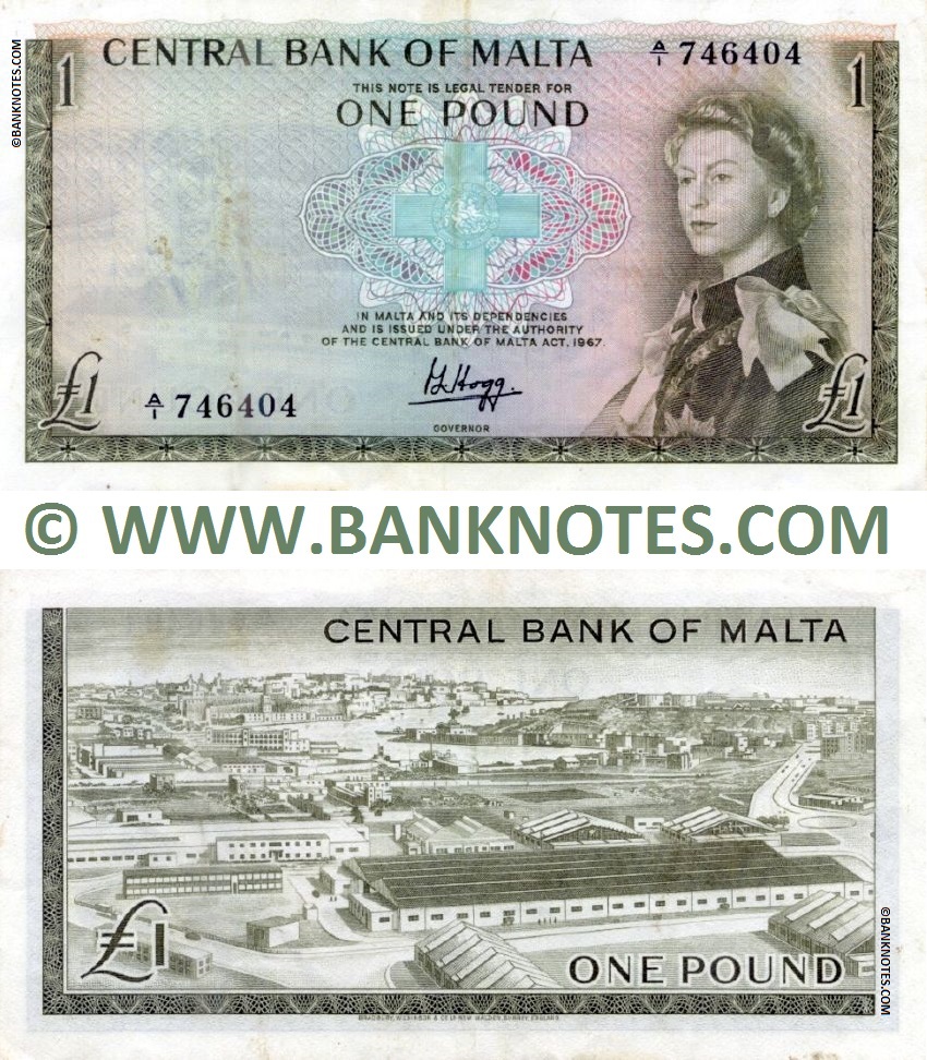 Malta 1 Pound L.1967 (1969) (A/1 746404) (circulated) VF-XF