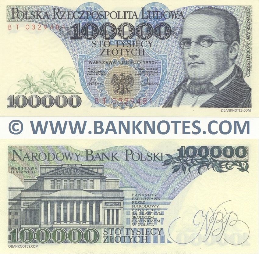 Poland 100000 Zlotych 1.2.1990