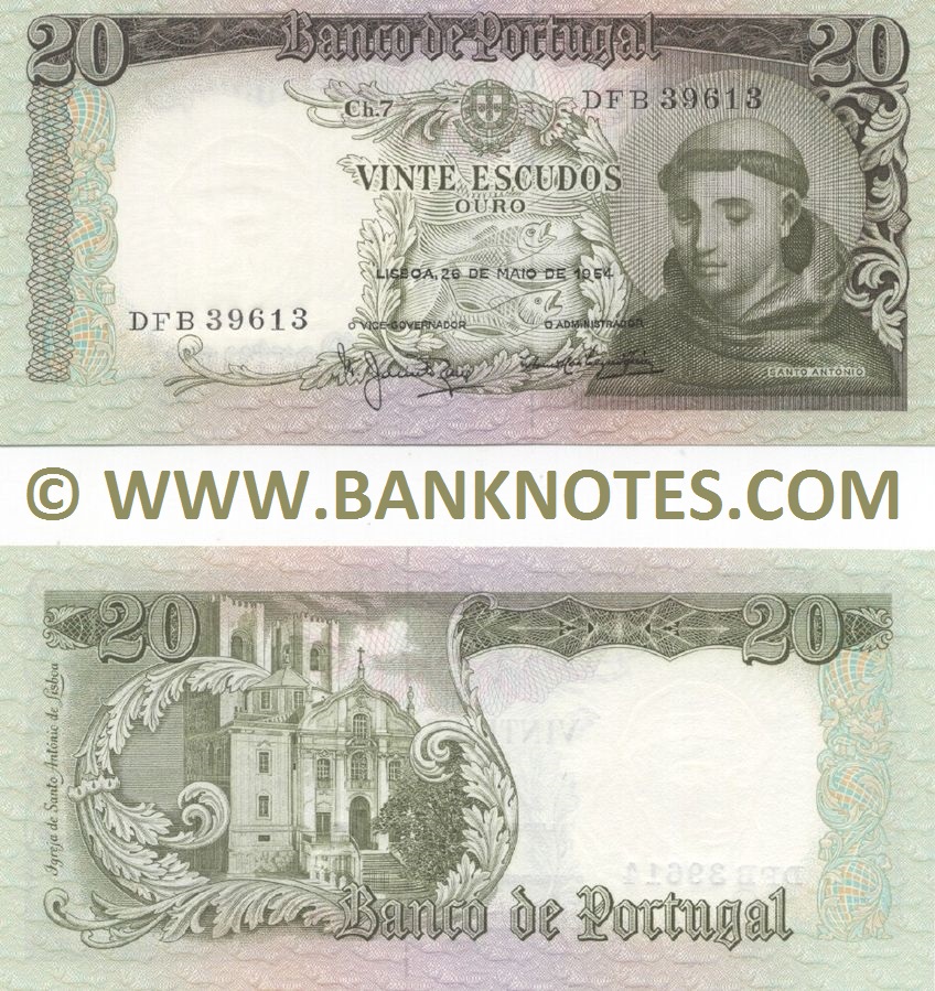 Portugal 20 Escudos 26.5.1964 (Sig: MJ-Nunes & AAS-Júnior) (DFB 39613) UNC