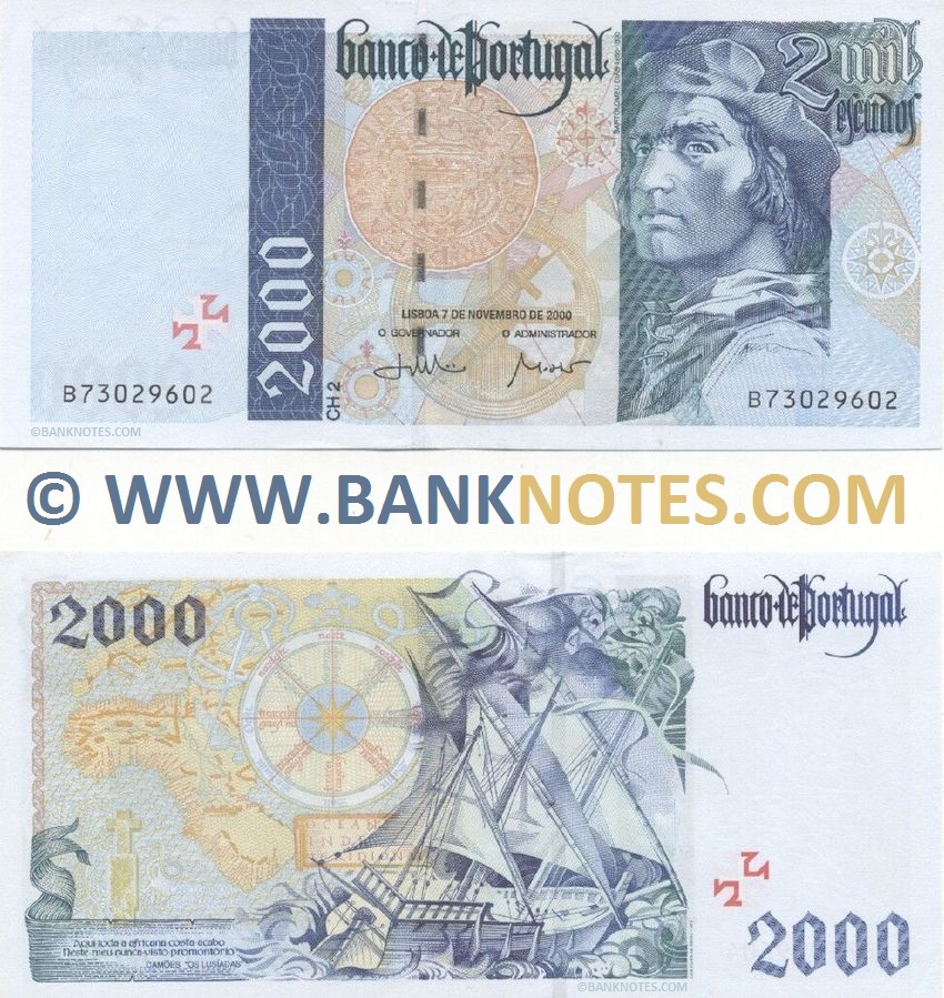 Portugal 2000 Escudos 11.9.1997 (Sig: AJF-deSousa & DJPL-deCampos) (B35678800) (circulated) aXF