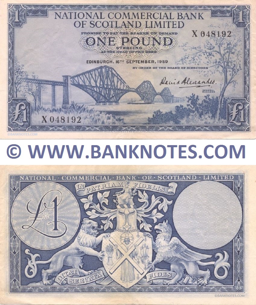 Scotland 1 Pound Sterling 16.9.1959 (X 048192) (circulated) VF-XF