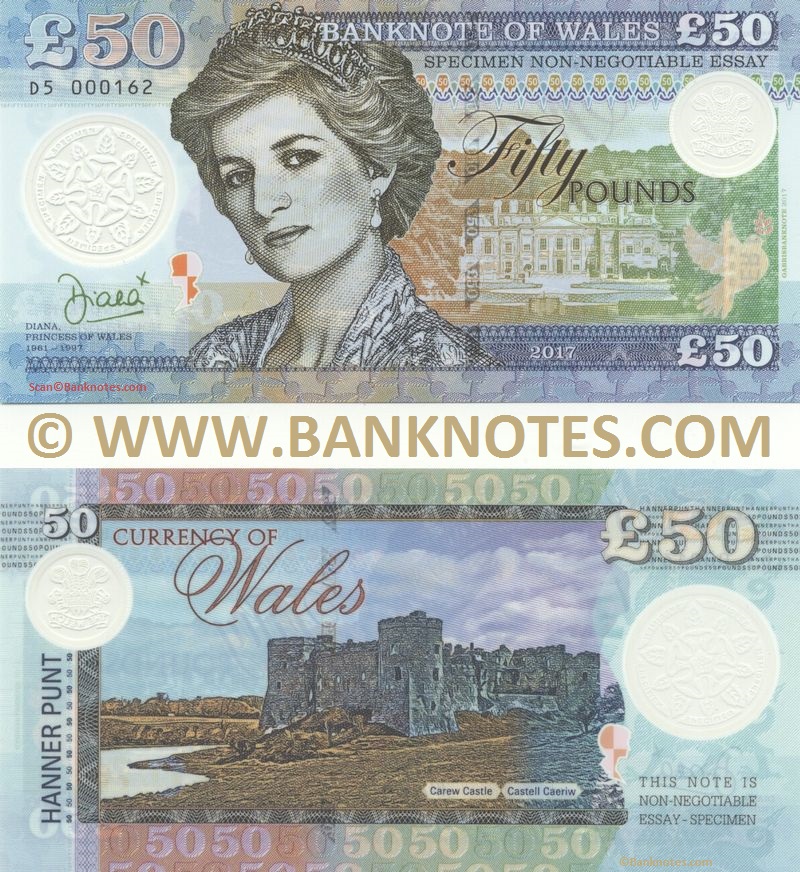 Wales 50 Pounds 2017 (Artist's Essay Commemorative Note)