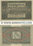 Germany 10 Reichsmark 6.2.1920 (serial # varies) AU-UNC