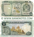 Malta 1 Lira / Pound L.1967 (1973) (A/11 951381) (circulated, insect damage) VF-XF