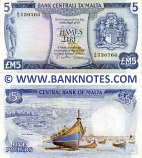 Malta 5 Liri L.1967 (1973) (B/16 730766) (circulated) VF+