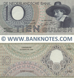 Netherlands 10 Gulden 10.11.1943 (8BM 004221) (v. lt. circulated) XF-AU