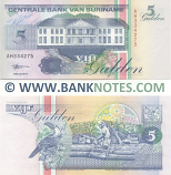 Suriname 5 Gulden 10.2.1998 (AH3342xx) UNC